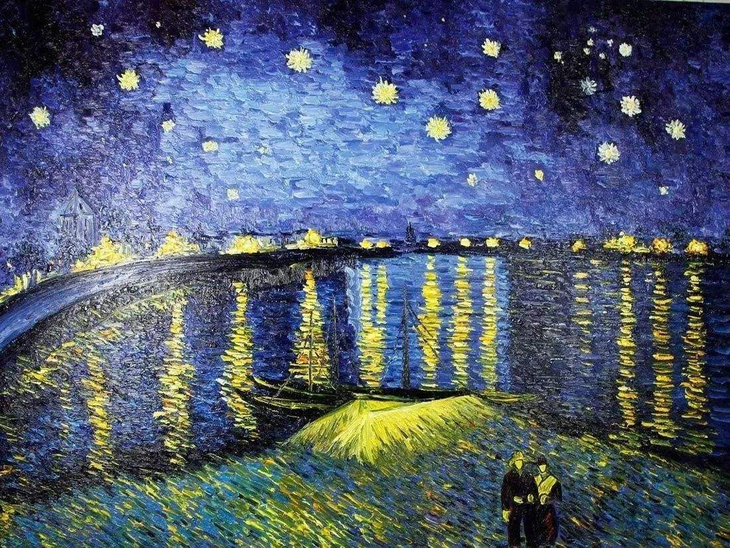 印象派画家梵高作品《罗纳河上的星夜》
