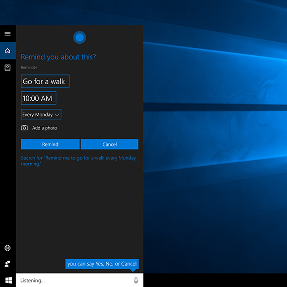 数字助理Cortana大改进：和Windows 10任务栏说再见