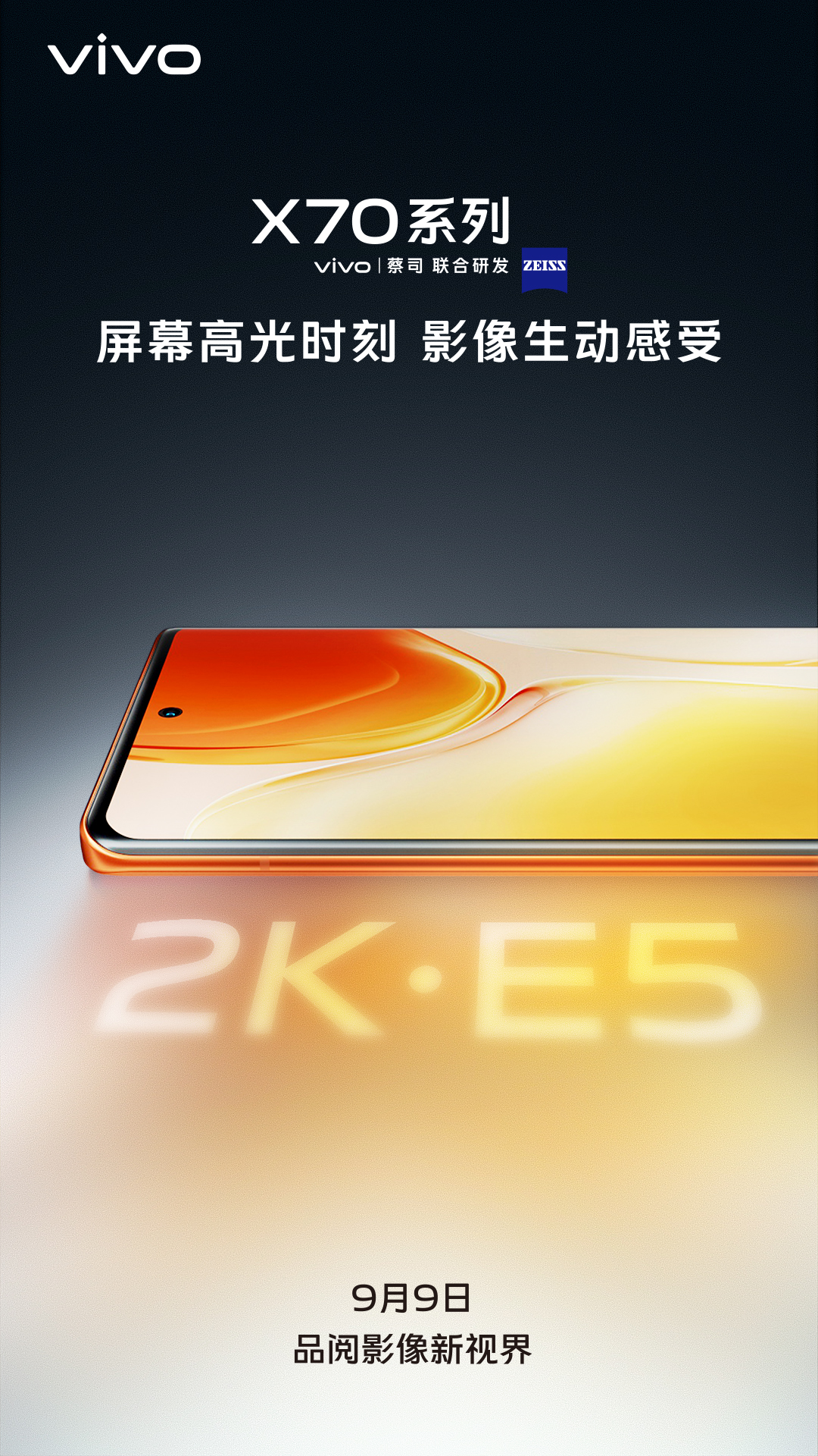 vivo  X70系列屏幕信息公布：搭载2K  E5屏