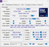 酷睿Ultra 9 285K处理器CPU-Z截图