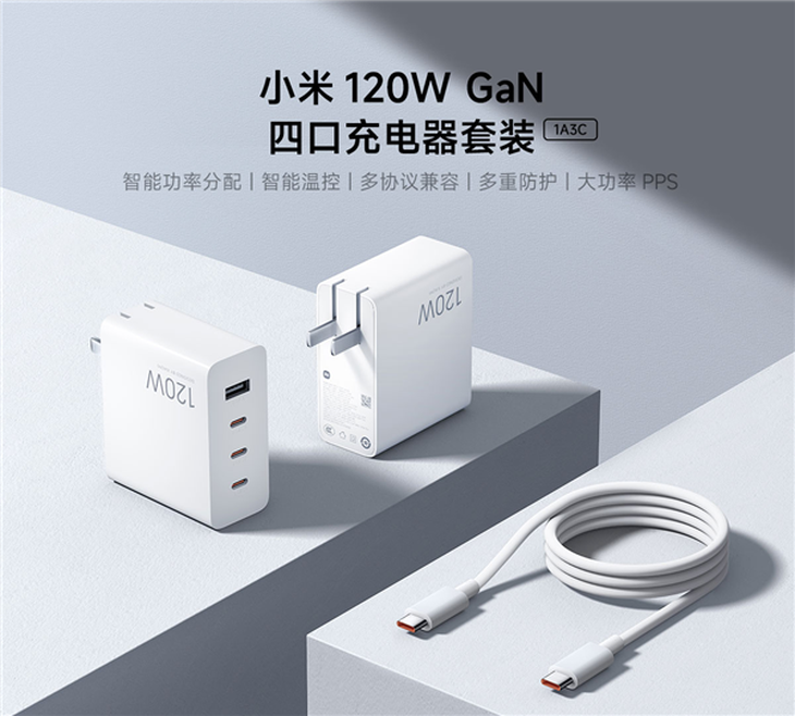 半岛体育注册仅249元小米发布120W GaN四口充电器 笔记本可100W输出(图1)
