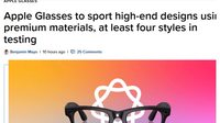 苹果首款智能眼镜已进入密集测试，有四种款式
