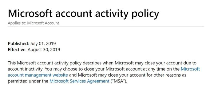 NG体育微软最新规定 用户两年以上未登账户将被系统自动删除(图2)