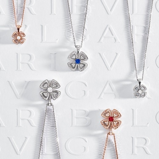 bvlgari fiorever咏绽花朵项链和戒指 宝格丽珠宝映现