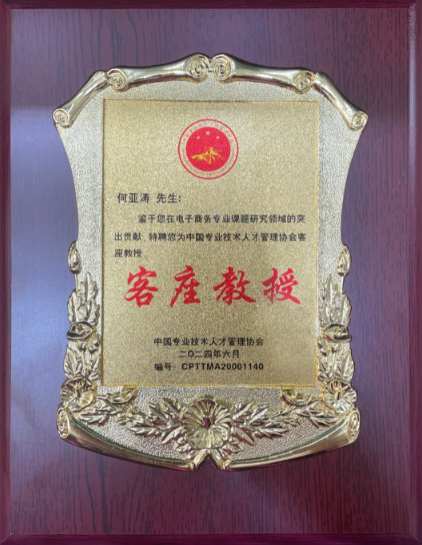 SEO专家何亚涛荣获2024中国专业技术人才管理协会客座教授荣誉(图2)