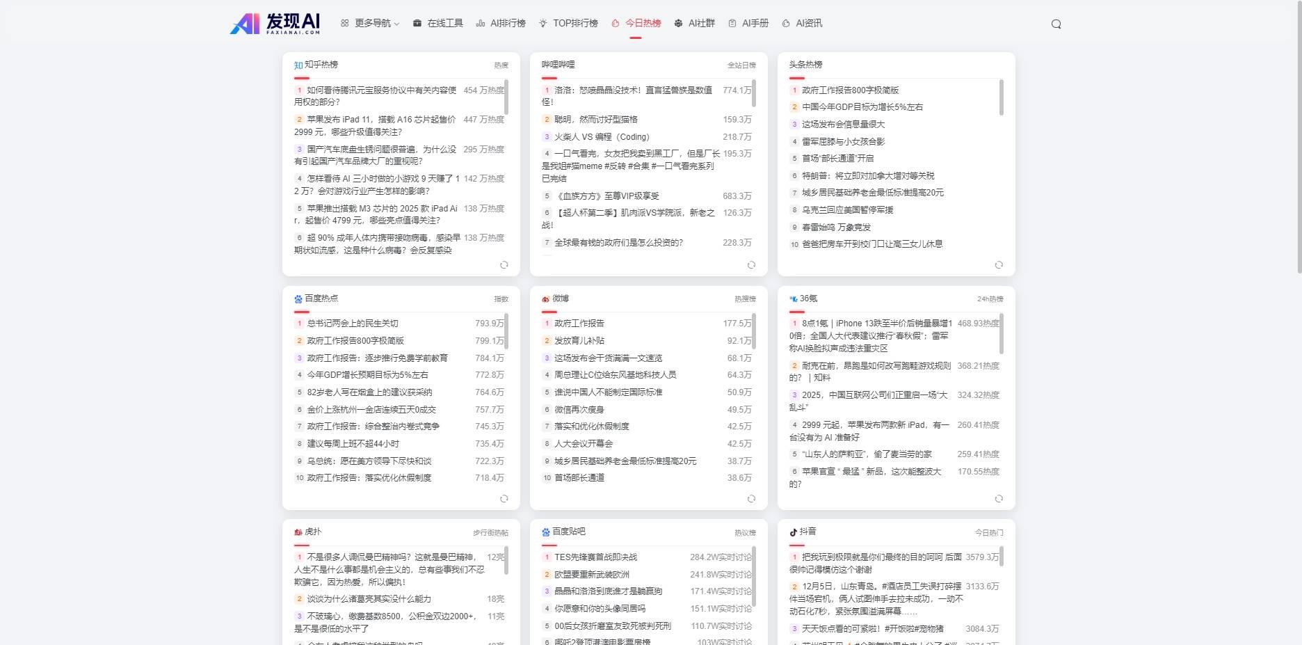今日热榜官网入口AI工具一站式搜罗！发现AI导航网站解决你的所有需求！