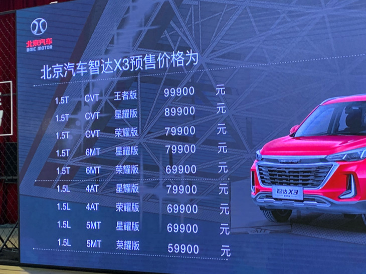 北汽智达x3预售5.99-9.99万元 配智能ai系统 换用全新logo